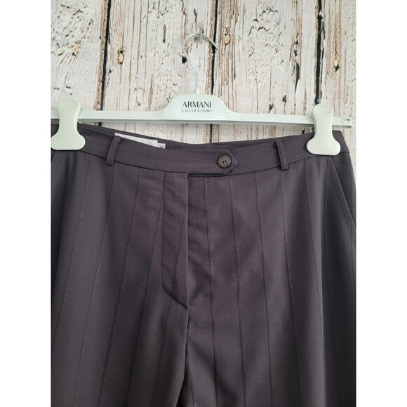 LM Women's Size 10 Marisa Minicucci Brown Pinstripe Wide leg‎ Dress Pants Slacks - Picture 3 of 6